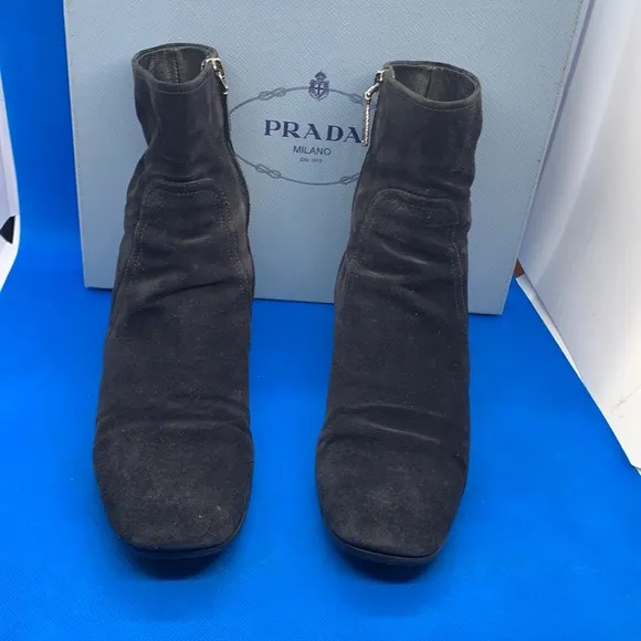 $990🔥 PRADA style # 3T5524 Black Women's Ankle Heels Boots/Booties