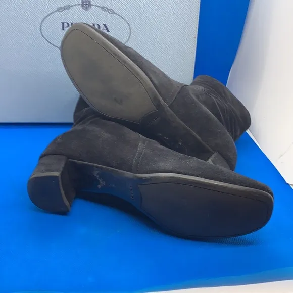 $990🔥 PRADA style # 3T5524 Black Women's Ankle Heels Boots/Booties