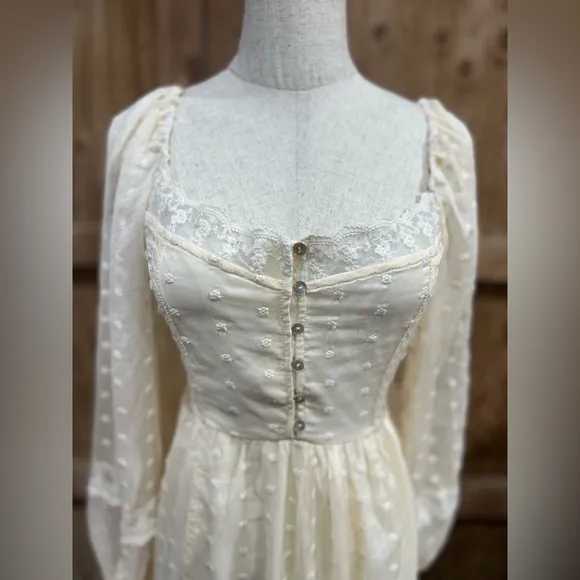 A Collective Story Midi Dress Fully Lined Lace Sheer Embroidery Woman’s Size S