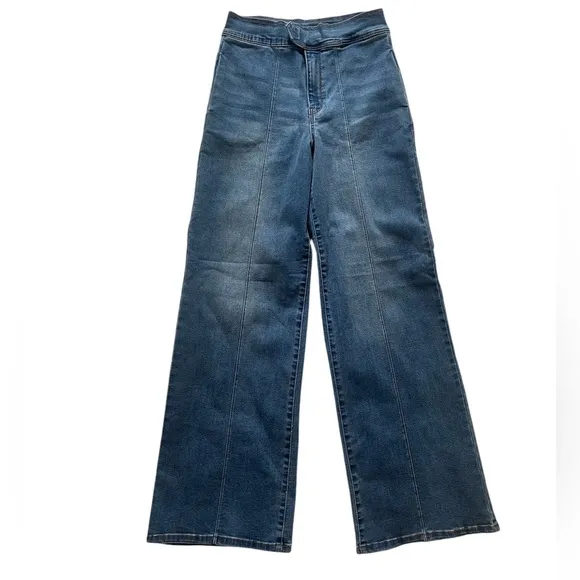A Loves A high-waisted, wide-leg stretch denim blue jeans, size 29