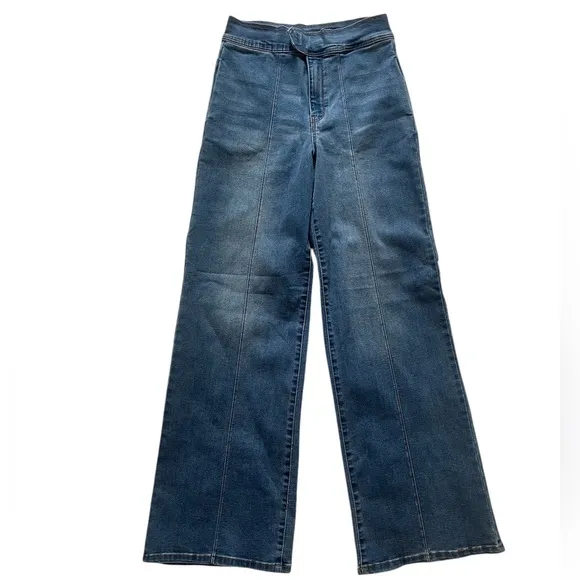 A Loves A high-waisted, wide-leg stretch denim blue jeans, size 29