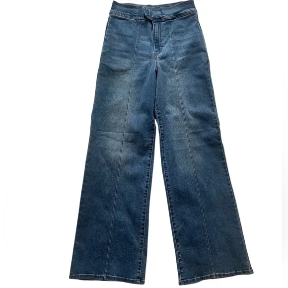 A Loves A high-waisted, wide-leg stretch denim blue jeans, size 29