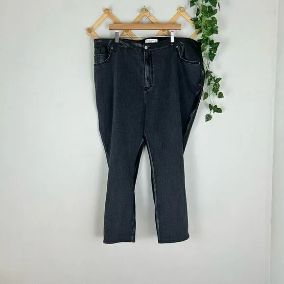 ABERCROMBIE &amp; FITCH Mixed Fabric Curve Love Ultra High Rise Ankle Straight Jean