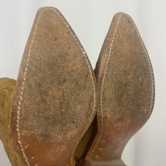 ACME Vintage Cowboy Suede Snip Square Point Cowgirl Boots - Size 6.5 A 89437