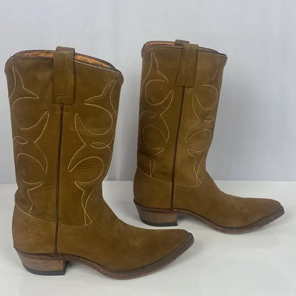ACME Vintage Cowboy Suede Snip Square Point Cowgirl Boots - Size 6.5 A 89437