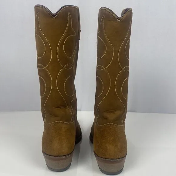 ACME Vintage Cowboy Suede Snip Square Point Cowgirl Boots - Size 6.5 A 89437