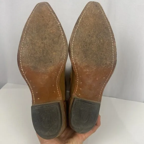 ACME Vintage Cowboy Suede Snip Square Point Cowgirl Boots - Size 6.5 A 89437