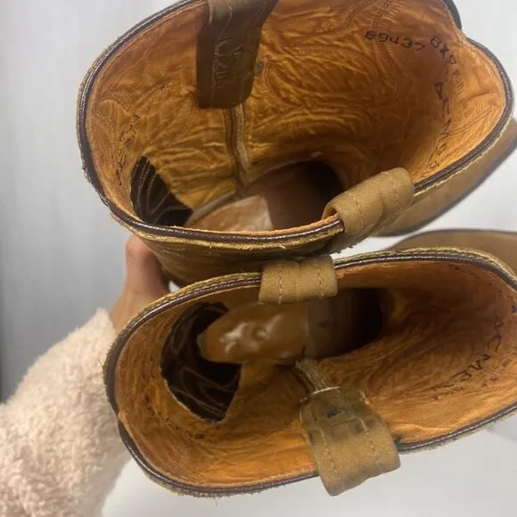 ACME Vintage Cowboy Suede Snip Square Point Cowgirl Boots - Size 6.5 A 89437