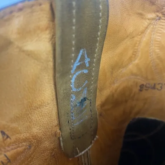 ACME Vintage Cowboy Suede Snip Square Point Cowgirl Boots - Size 6.5 A 89437