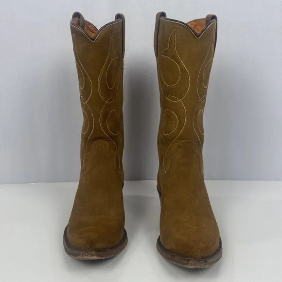 ACME Vintage Cowboy Suede Snip Square Point Cowgirl Boots - Size 6.5 A 89437