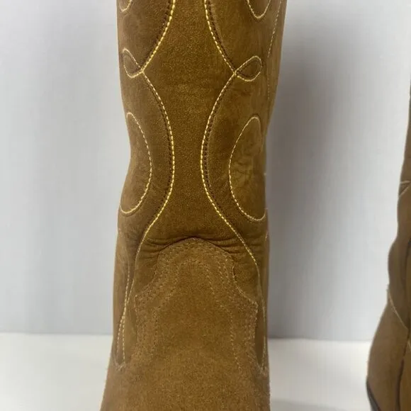 ACME Vintage Cowboy Suede Snip Square Point Cowgirl Boots - Size 6.5 A 89437