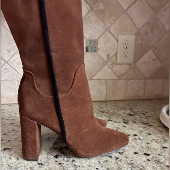 AD &amp; Daughters Vero Curio Theodorah Knee High Suede Block Heel Boots Size 7.5