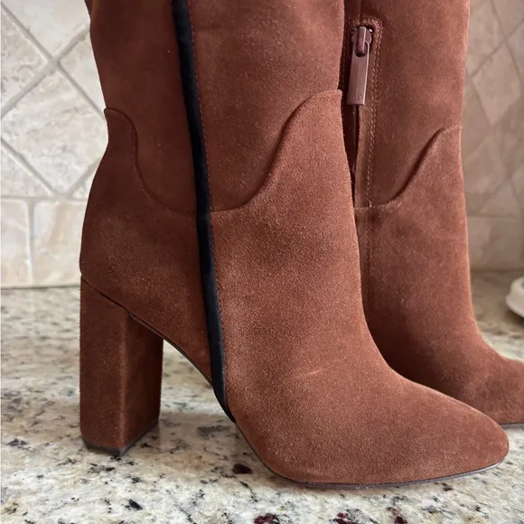 AD &amp; Daughters Vero Curio Theodorah Knee High Suede Block Heel Boots Size 7.5