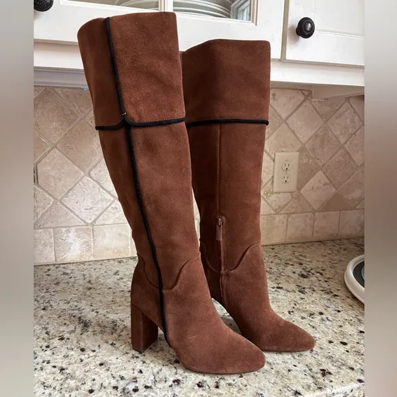 AD &amp; Daughters Vero Curio Theodorah Knee High Suede Block Heel Boots Size 7.5