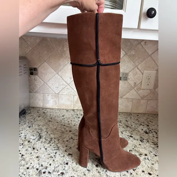 AD &amp; Daughters Vero Curio Theodorah Knee High Suede Block Heel Boots Size 7.5