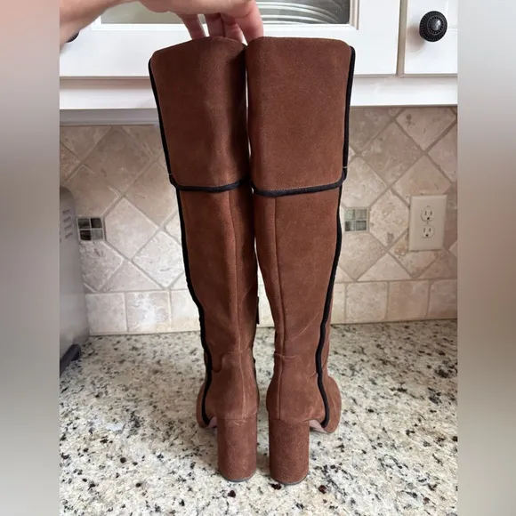 AD &amp; Daughters Vero Curio Theodorah Knee High Suede Block Heel Boots Size 7.5