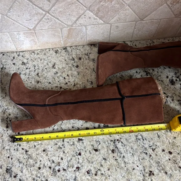 AD &amp; Daughters Vero Curio Theodorah Knee High Suede Block Heel Boots Size 7.5