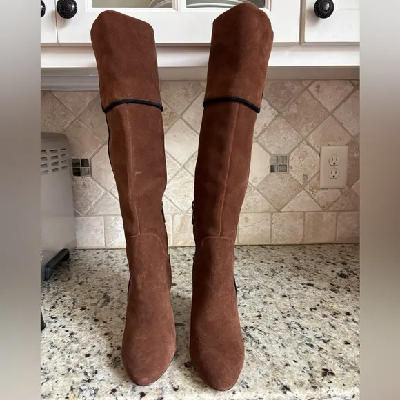 AD &amp; Daughters Vero Curio Theodorah Knee High Suede Block Heel Boots Size 7.5