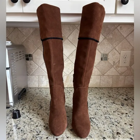AD &amp; Daughters Vero Curio Theodorah Knee High Suede Block Heel Boots Size 7.5