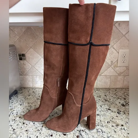 AD &amp; Daughters Vero Curio Theodorah Knee High Suede Block Heel Boots Size 7.5