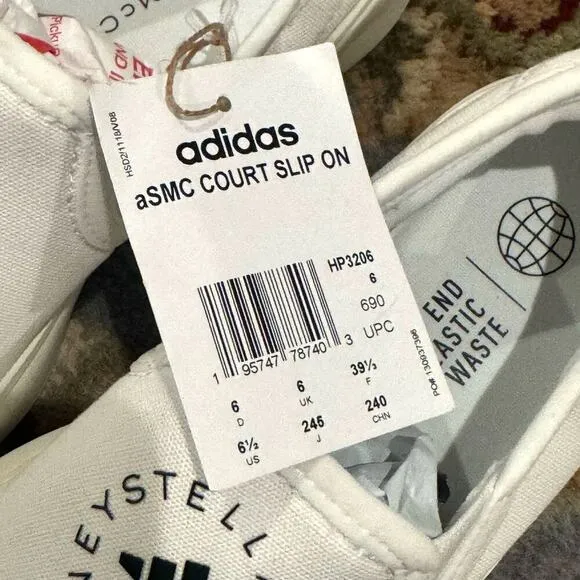 Adidas by Stella Mccartney Court Slip-On Sneaker Canvas Shoes Size 6.5 NWT