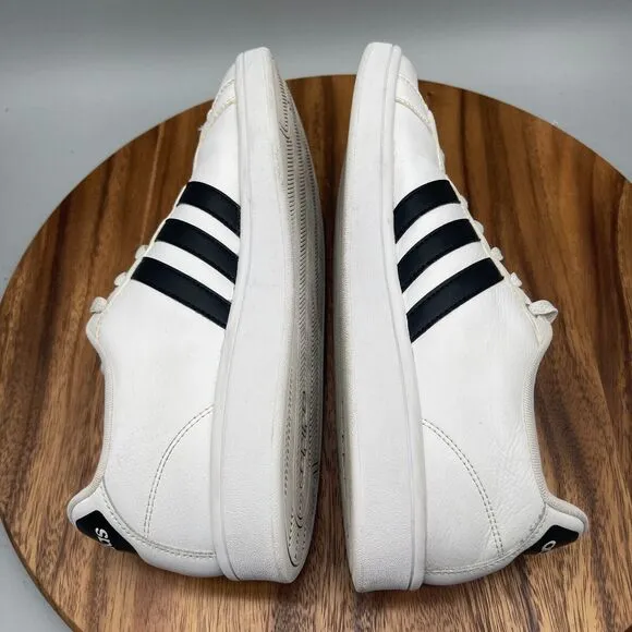 Adidas Cloudfoam Casual Shoes Mens Size 11.5 White Black Stripe Sneakers Comfort