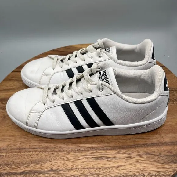 Adidas Cloudfoam Casual Shoes Mens Size 11.5 White Black Stripe Sneakers Comfort