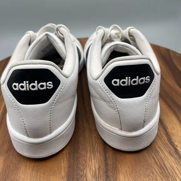 Adidas Cloudfoam Casual Shoes Mens Size 11.5 White Black Stripe Sneakers Comfort