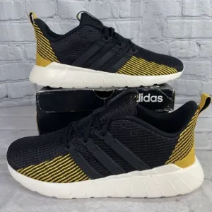 Adidas Cloudfoam Questar Flow Mens Size‎ 8 EE8214 Black Gold Running Shoes W/Box