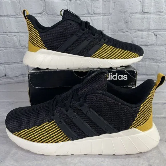 Adidas Cloudfoam Questar Flow Mens Size‎ 8 EE8214 Black Gold Running Shoes W/Box