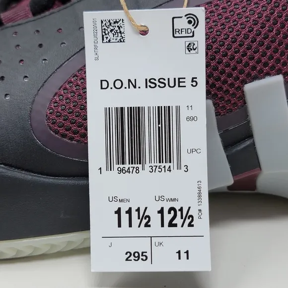 Adidas D.O.N. Issue 5 Basketball Shoes Team Maroon 2/Black Men's Size 11.5 New
