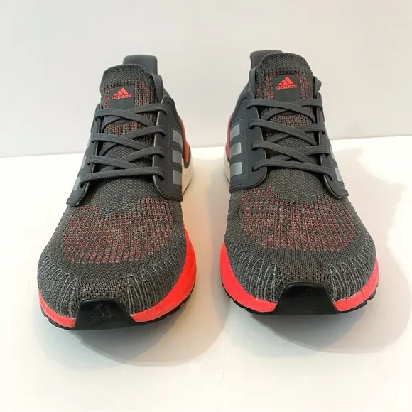 ADIDAS GRAY PINK SILVER ULTRABOOST 20 LACE UP KNIT SNEAKERS