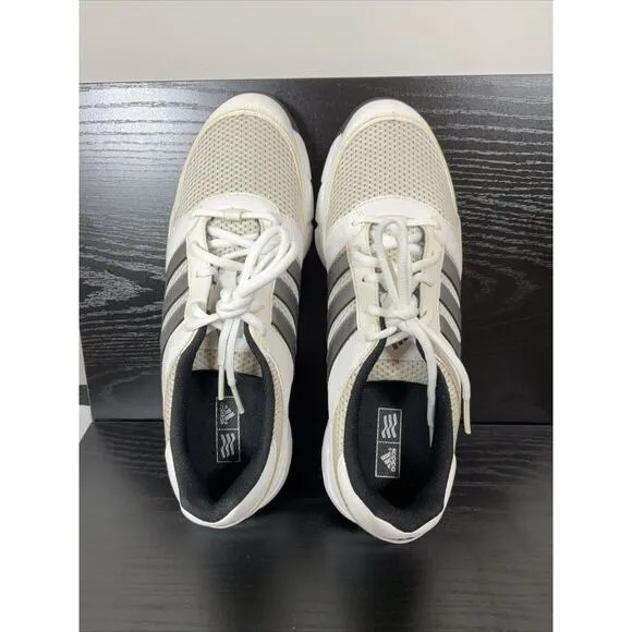 Adidas Men Traxion White Silver Mesh Leather Oxford‎ Sneaker Golf Shoe 9.5M 43.5