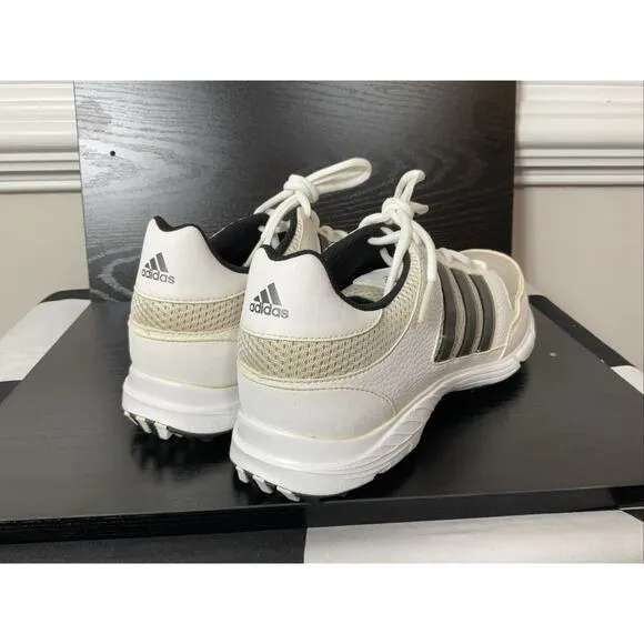 Adidas Men Traxion White Silver Mesh Leather Oxford‎ Sneaker Golf Shoe 9.5M 43.5
