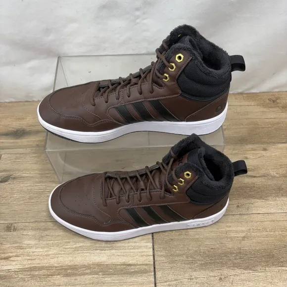 Adidas Men's 10.5 Basketball Classic Fur Lining Brown Winterized Shoes