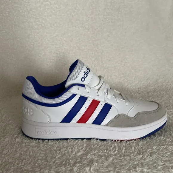 Adidas Men's Hoops 3.0 Low Top White, Red &amp; Blue Sneaker Size 10.5 NWT