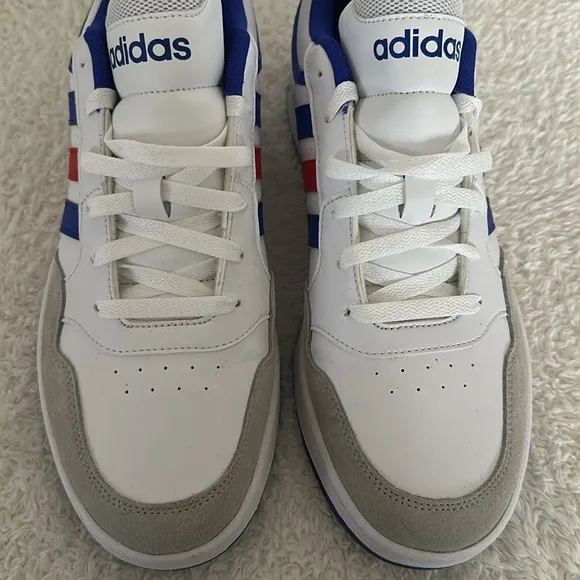 Adidas Men's Hoops 3.0 Low Top White, Red &amp; Blue Sneaker Size 10.5 NWT