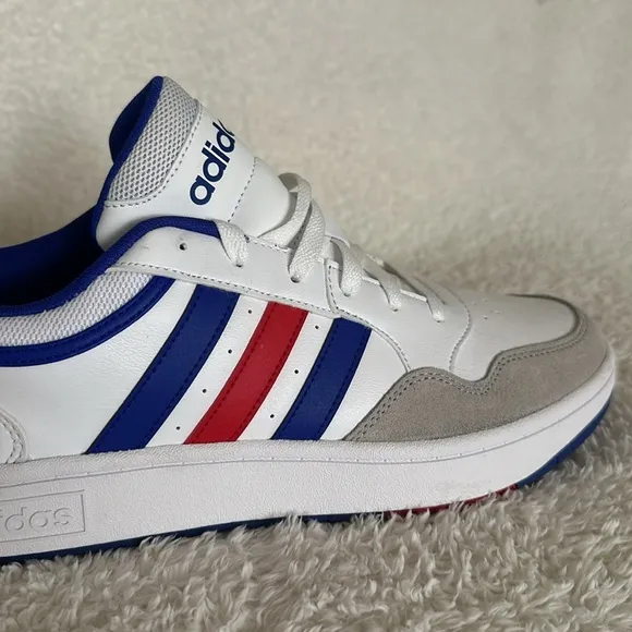 Adidas Men's Hoops 3.0 Low Top White, Red &amp; Blue Sneaker Size 10.5 NWT