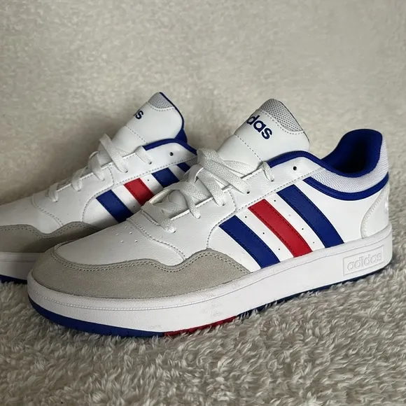 Adidas Men's Hoops 3.0 Low Top White, Red &amp; Blue Sneaker Size 10.5 NWT