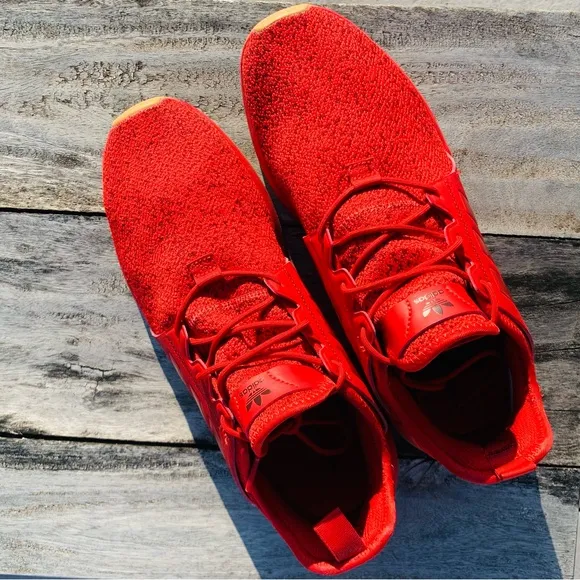 Adidas Men’s Red Mesh Upper Sneakers Sock Sport Shoes NEw