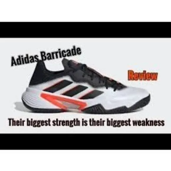 Adidas Men’s Size 13 Barricade Tennis Shoes Sneakers White Red Athletic Sport