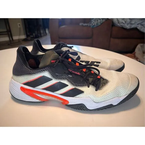 Adidas Men’s Size 13 Barricade Tennis Shoes Sneakers White Red Athletic Sport