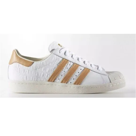 Adidas Men's Superstart 80s BB2229 Size 10 White Gold Sneakers Shoes NWOB