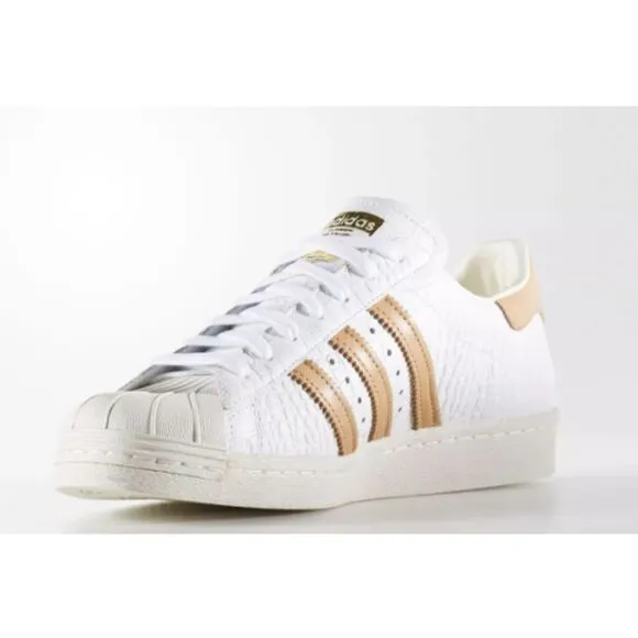 Adidas Men's Superstart 80s BB2229 Size 10 White Gold Sneakers Shoes NWOB