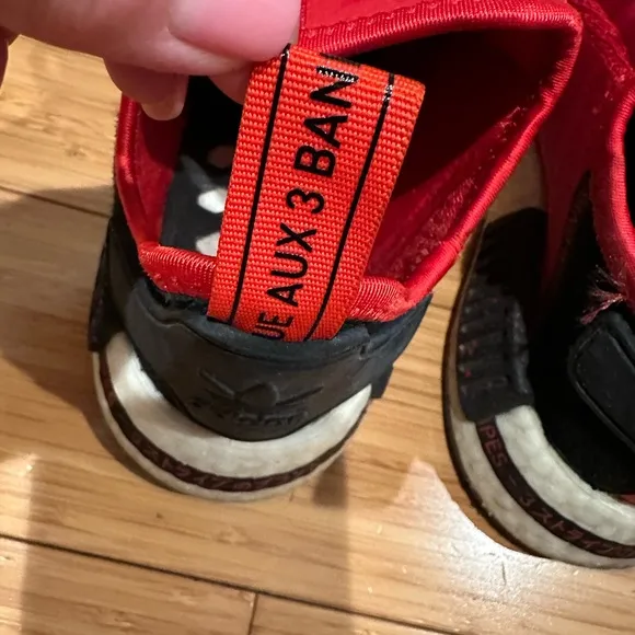 adidas NMD-R1 J “Scarlet Black “ Knit Sneakers Red Black  Size 5