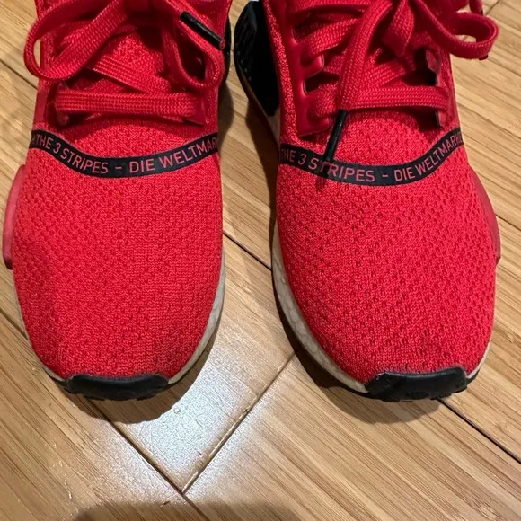 adidas NMD-R1 J “Scarlet Black “ Knit Sneakers Red Black  Size 5