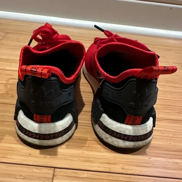 adidas NMD-R1 J “Scarlet Black “ Knit Sneakers Red Black  Size 5