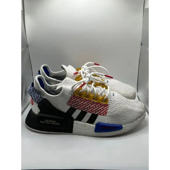 Adidas NMD R1 V2 Shoes Logo Print Rainbow Color way Athletic kids Size 5