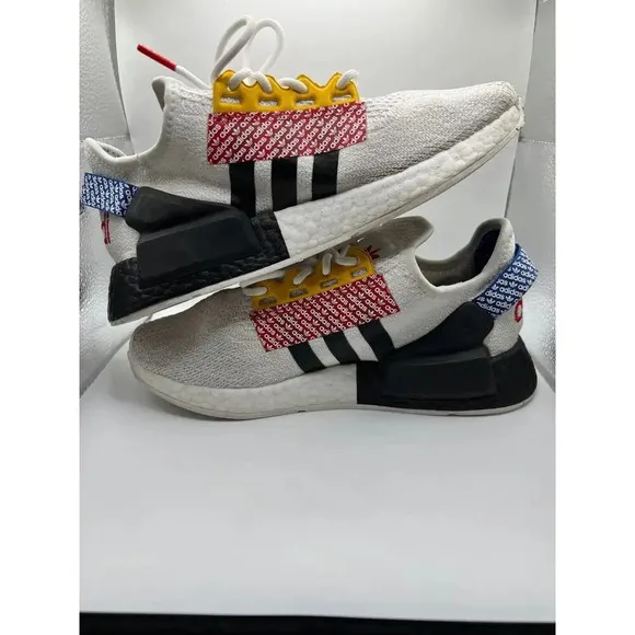 Adidas NMD R1 V2 Shoes Logo Print Rainbow Color way Athletic kids Size 5