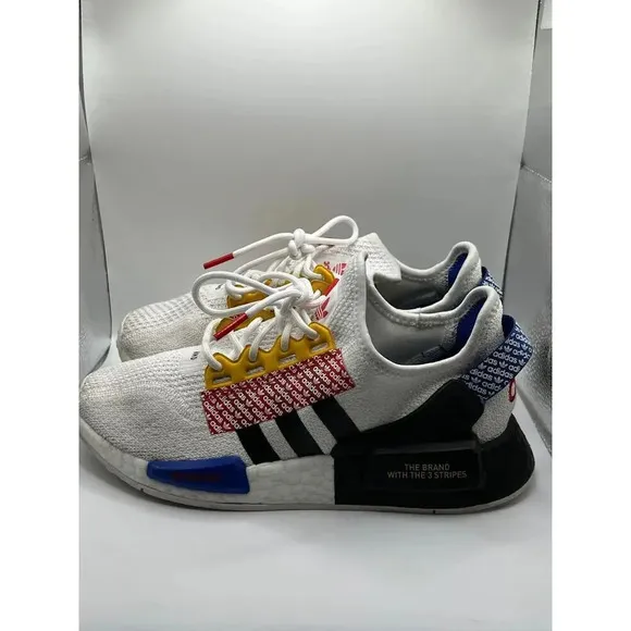 Adidas NMD R1 V2 Shoes Logo Print Rainbow Color way Athletic kids Size 5